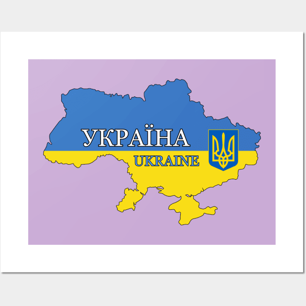 Ukraine flag & map Wall Art by Travellers